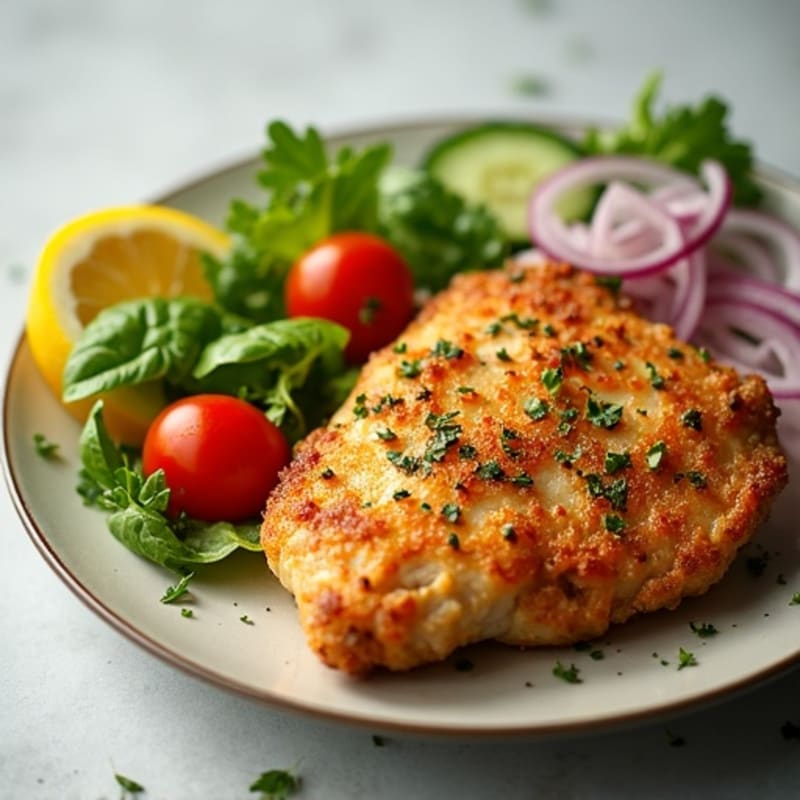Crispy Lemon Herb Chicken and Fresh Garden Salad