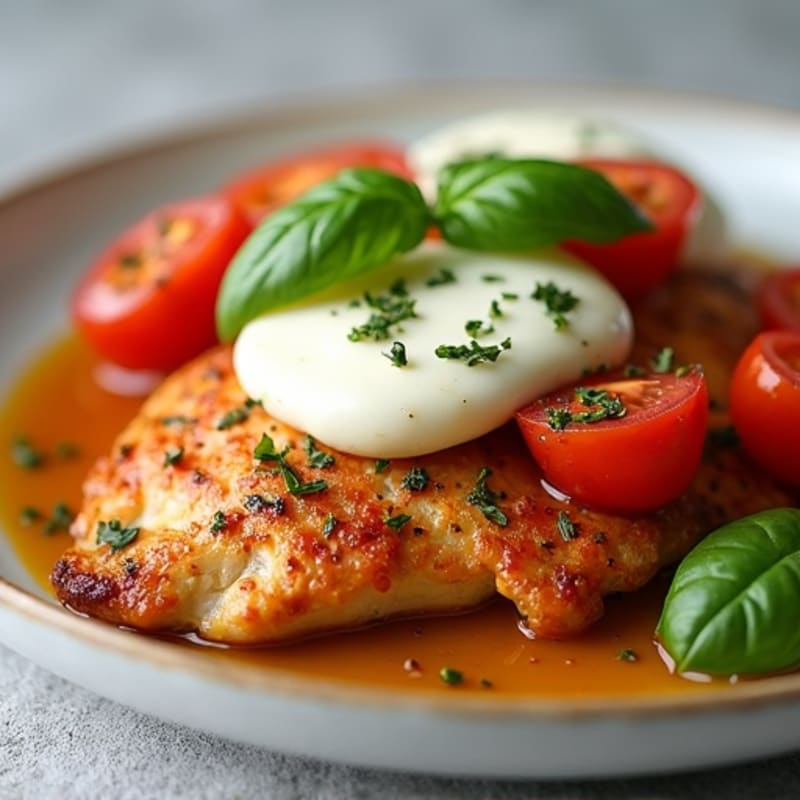 Baked Chicken with Fresh Tomato, Basil, and Creamy Mozzarella