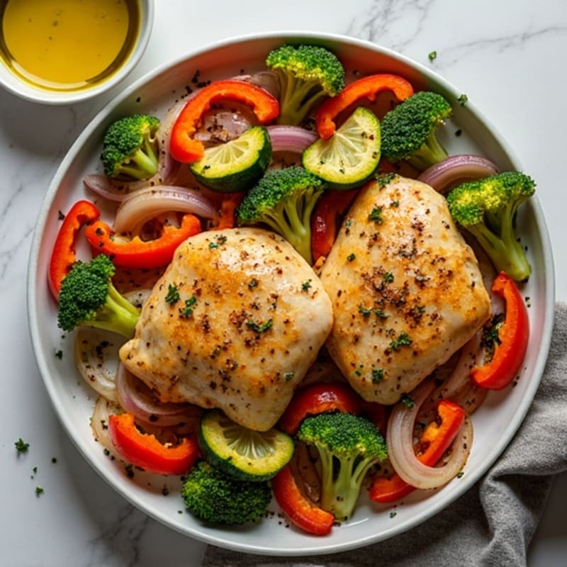 Sheet Pan Lemon Herb Chicken and Roasted Crispy Vegetables