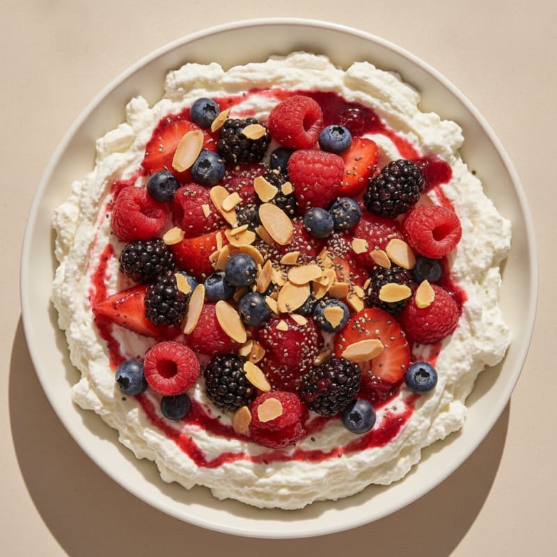 Greek Yogurt Protein Mousse with Mixed Berries