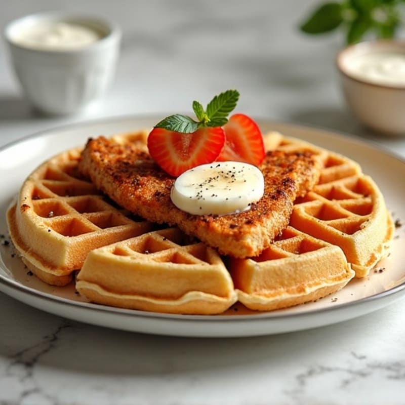 Crispy Baked Chicken with Fluffy Whole Wheat Waffles