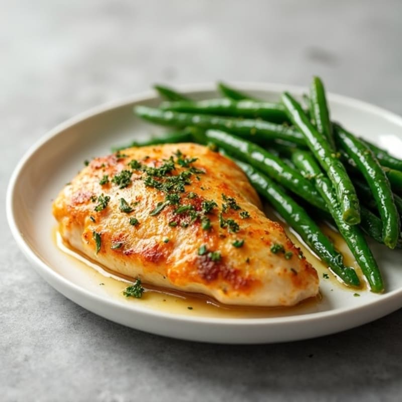 Garlic Herb Roasted Chicken with Crispy Green Beans