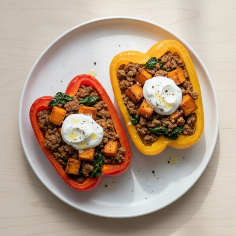 Ground Beef Stuffed Peppers with Sweet Potato