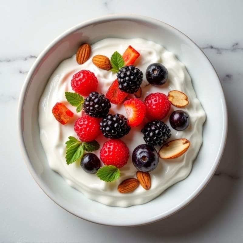 Creamy Greek Yogurt with Fresh Berries and Crunchy Almonds