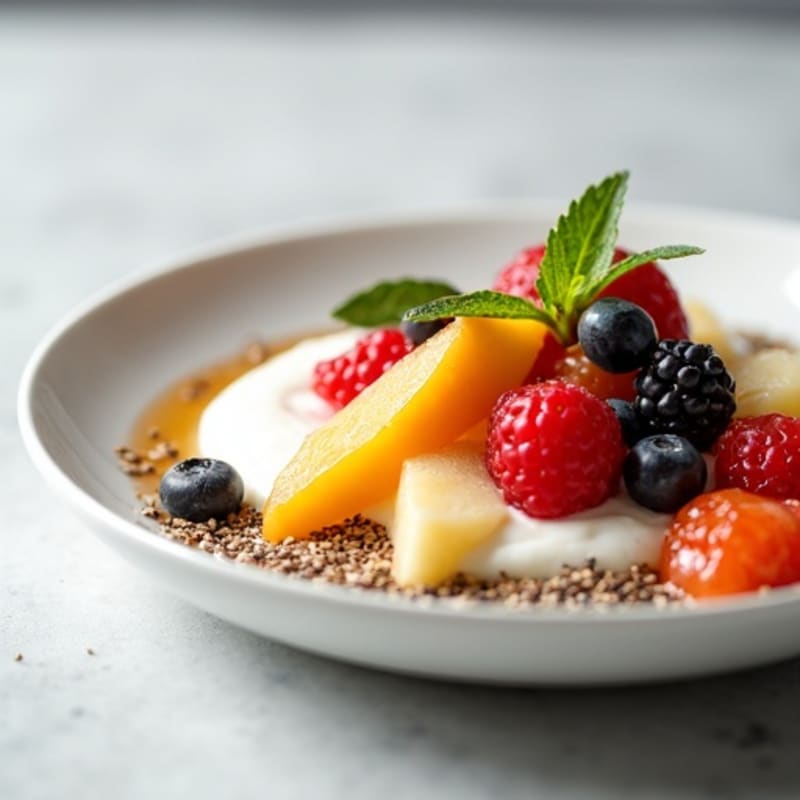 Silky Greek Yogurt Protein Mousse with Mixed Fruit