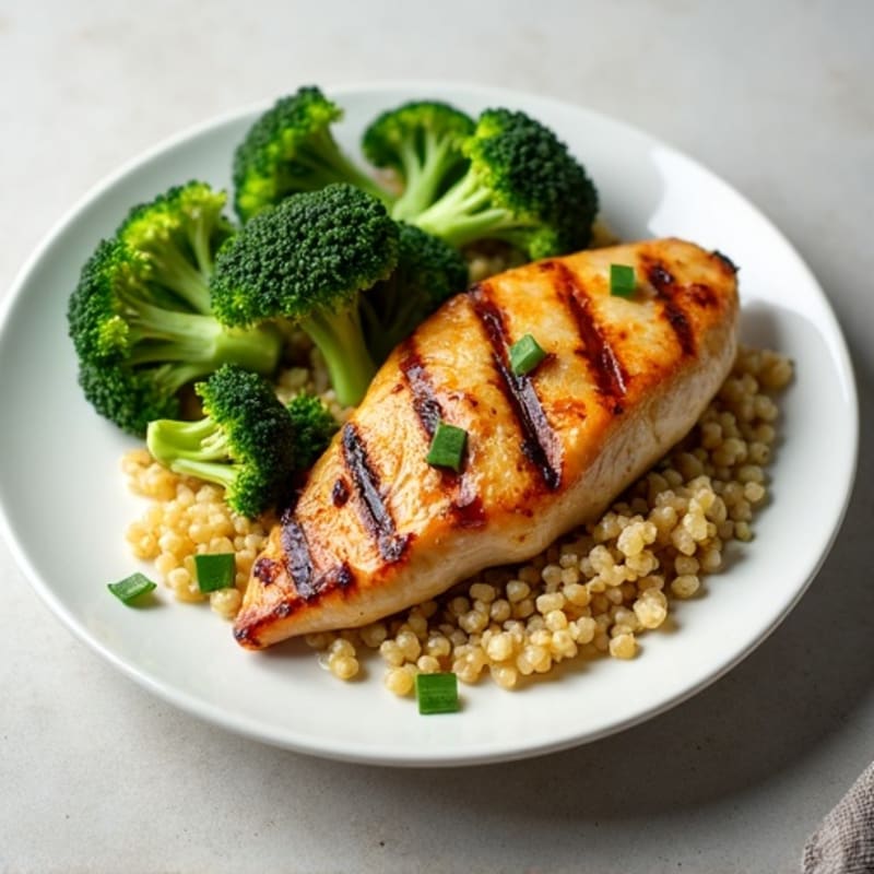 Grilled Chicken Breast with Roasted Broccoli and Quinoa