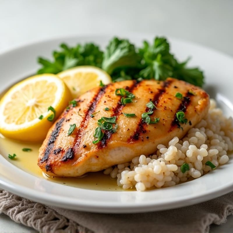 Lemon Herb Grilled Chicken with Fluffy Brown Rice