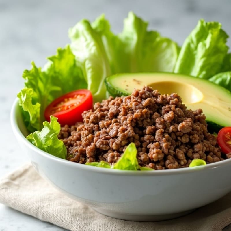 Lean Ground Beef Bowl with Crispy Lettuce and Creamy Tangy Dressing
