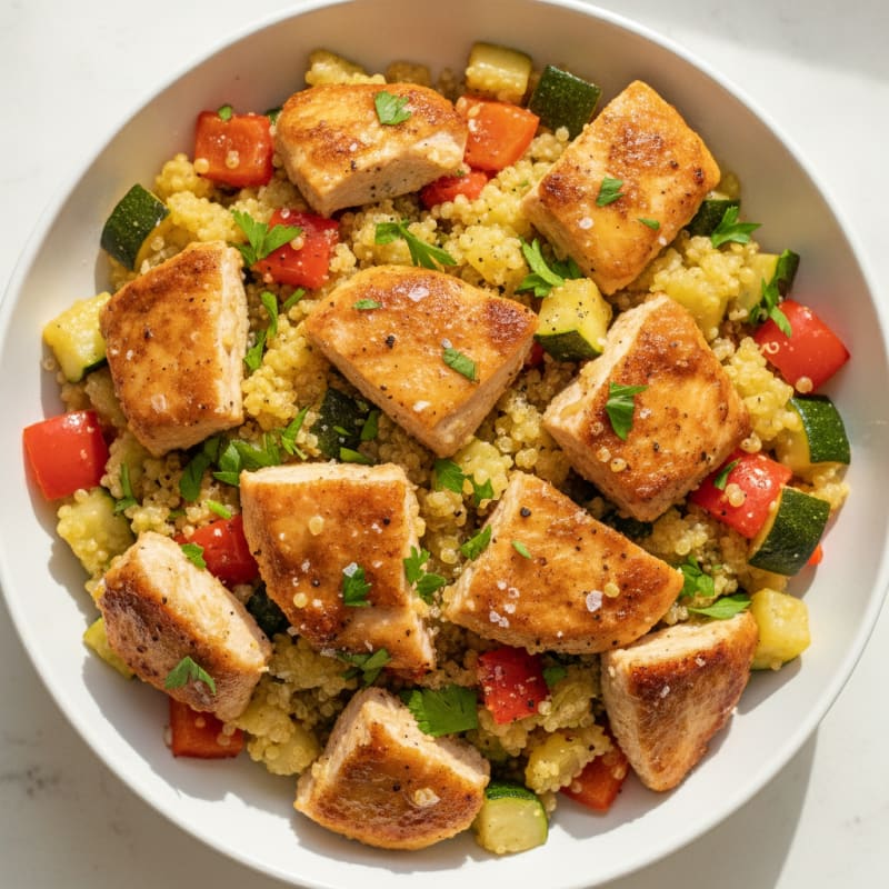 Lemon Herb Quinoa with Roasted Vegetables and Chicken