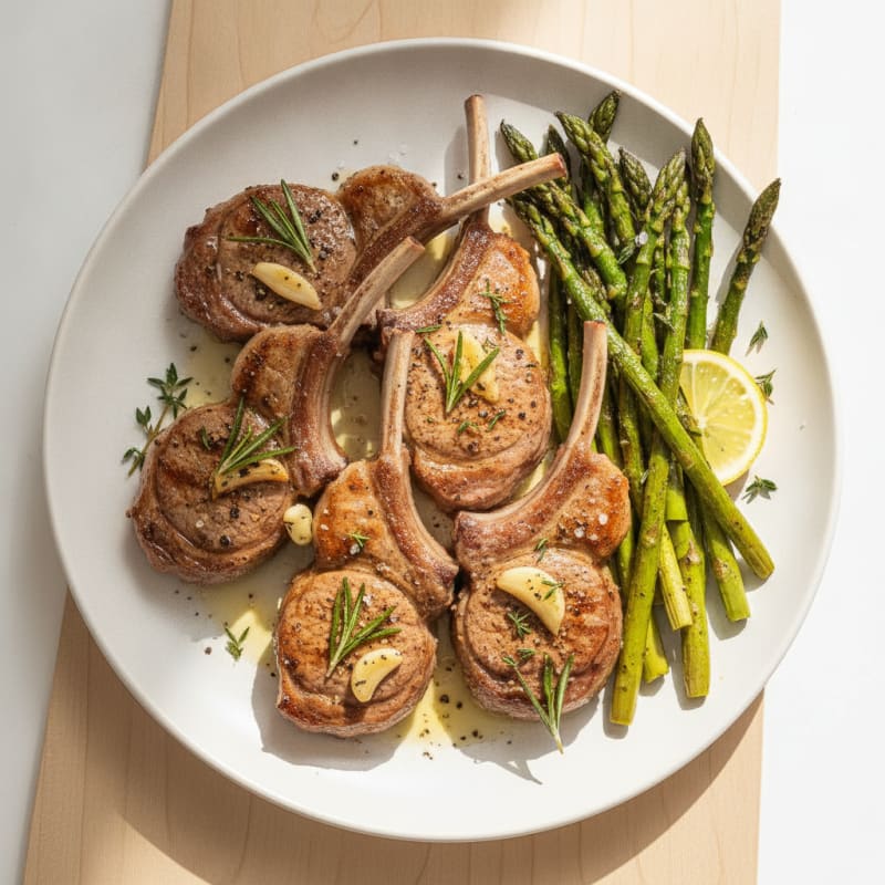 Herb-Marinated Lamb Chops with Roasted Asparagus