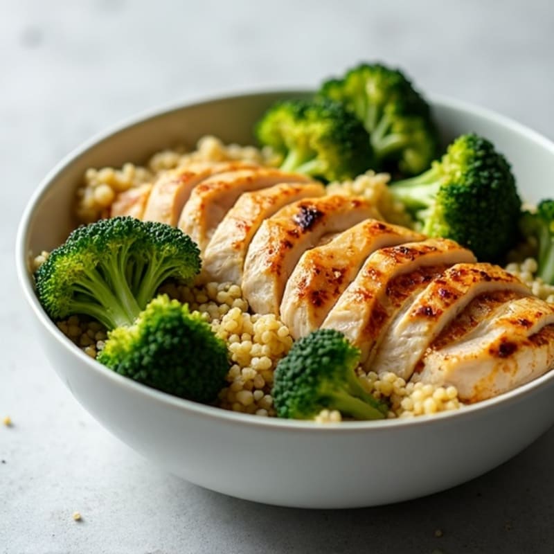 Grilled Chicken and Quinoa Bowl with Roasted Broccoli
