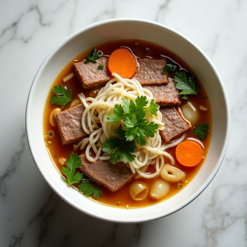 Lean Beef Noodle Soup with Aromatic Broth, Silky Rice Noodles, and Fresh Herbs