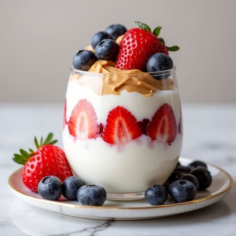 Silky Greek Yogurt Protein Parfait with Mixed Berries and Almond Butter