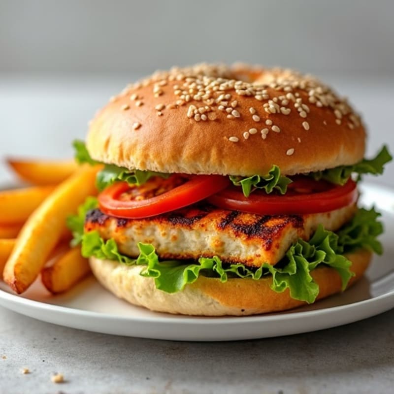 Grilled Chicken Sandwich with Crunchy Baked Fries