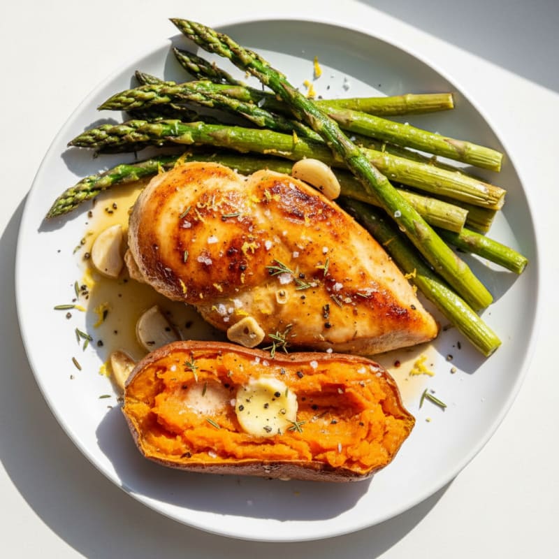 Lemon-Herb Roasted Chicken with Asparagus