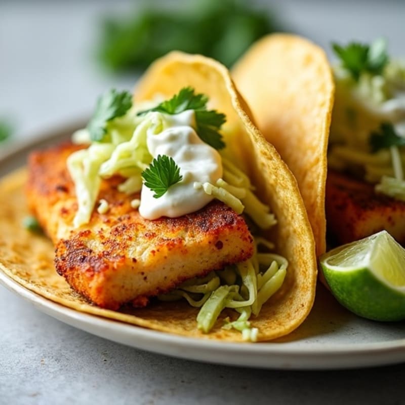 Crispy Baked Fish Tacos with Fresh Cabbage Slaw