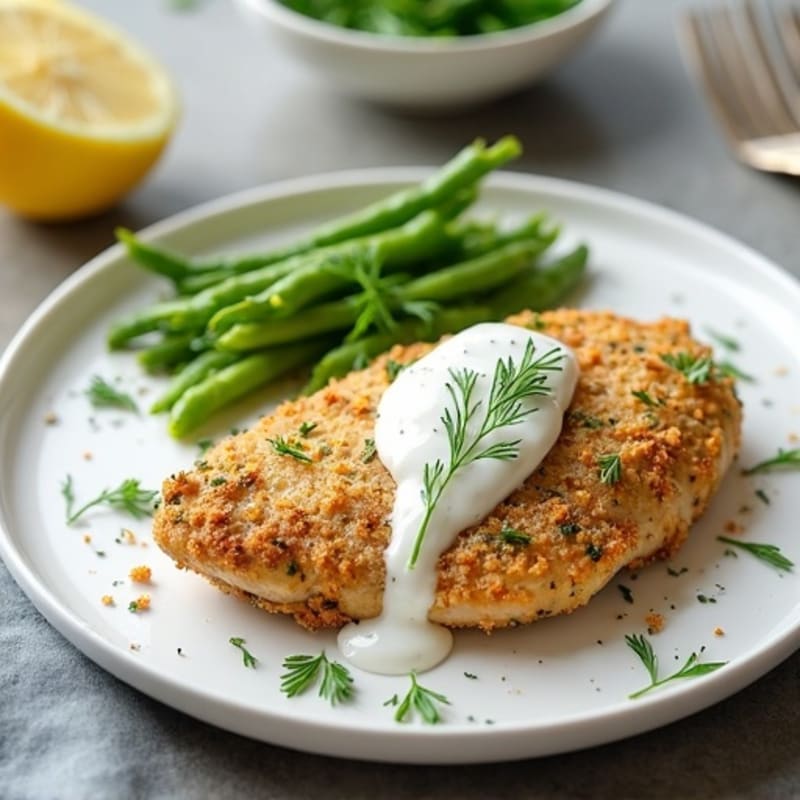 Herb-Crusted High-Protein Chicken with Greek Yogurt Sauce