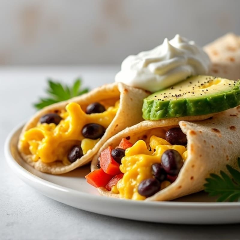Creamy Black Bean and Egg Scramble Wraps