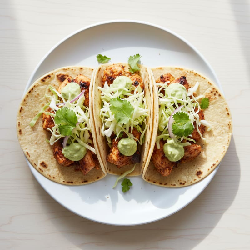 Chicken Street Tacos with Avocado Crema