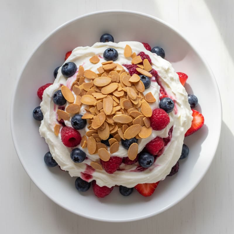 Greek Yogurt Protein Parfait with Mixed Berries and Almonds