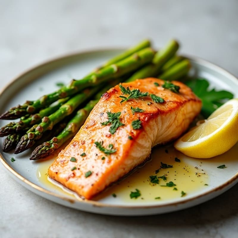 Lemon Herb Grilled Salmon with Crispy Roasted Asparagus