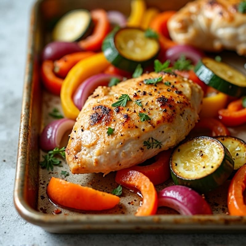 Sheet Pan Herb-Roasted Chicken and Rainbow Vegetables