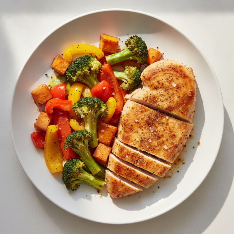 Air-Fried Chicken Breast with Roasted Vegetables