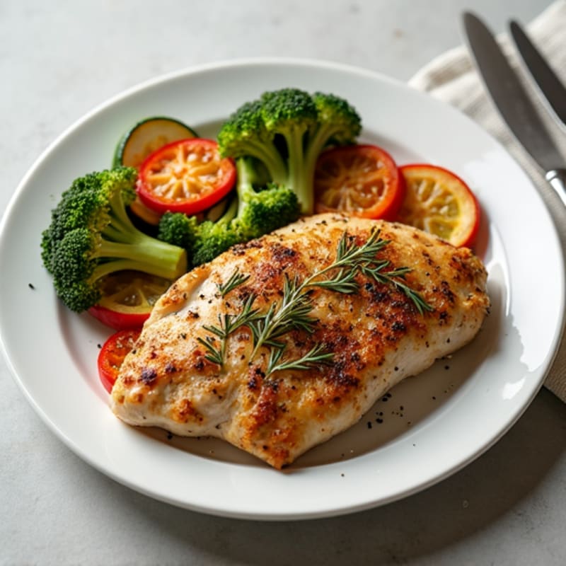 Herb-Crusted Pan Seared Chicken with Roasted Vegetables
