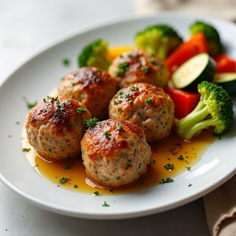 Herb-Seasoned Turkey Meatballs with Roasted Vegetables