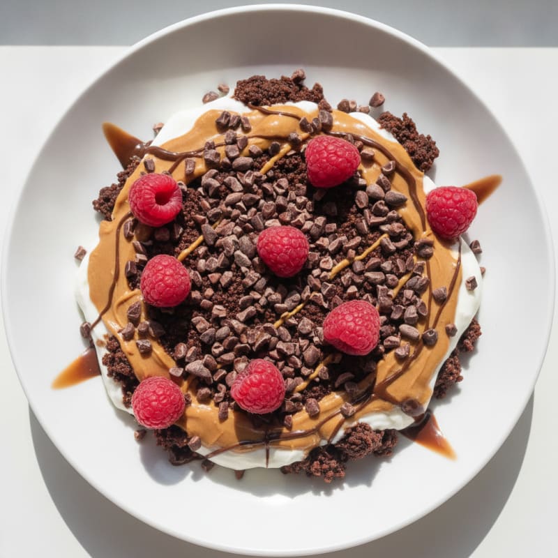 High-Protein Yogurt Parfait with Peanut Butter and Chocolate Protein Crunch