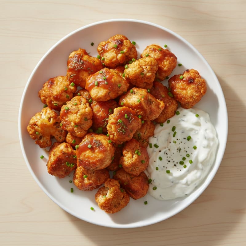 Buffalo Cauliflower and Chicken Bites with Ranch Dip