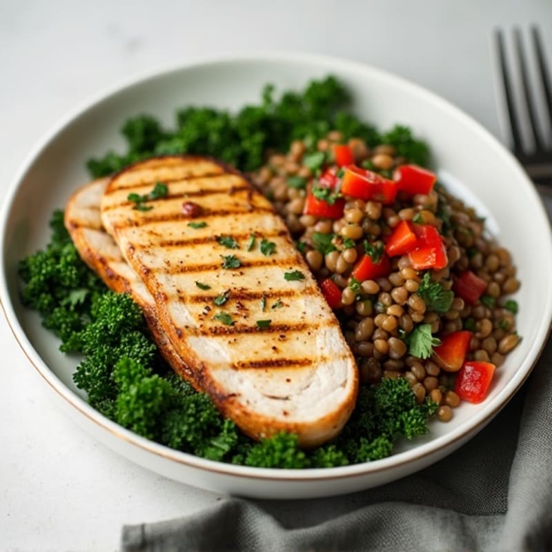 Grilled Turkey Breast with Lentil and Kale Salad