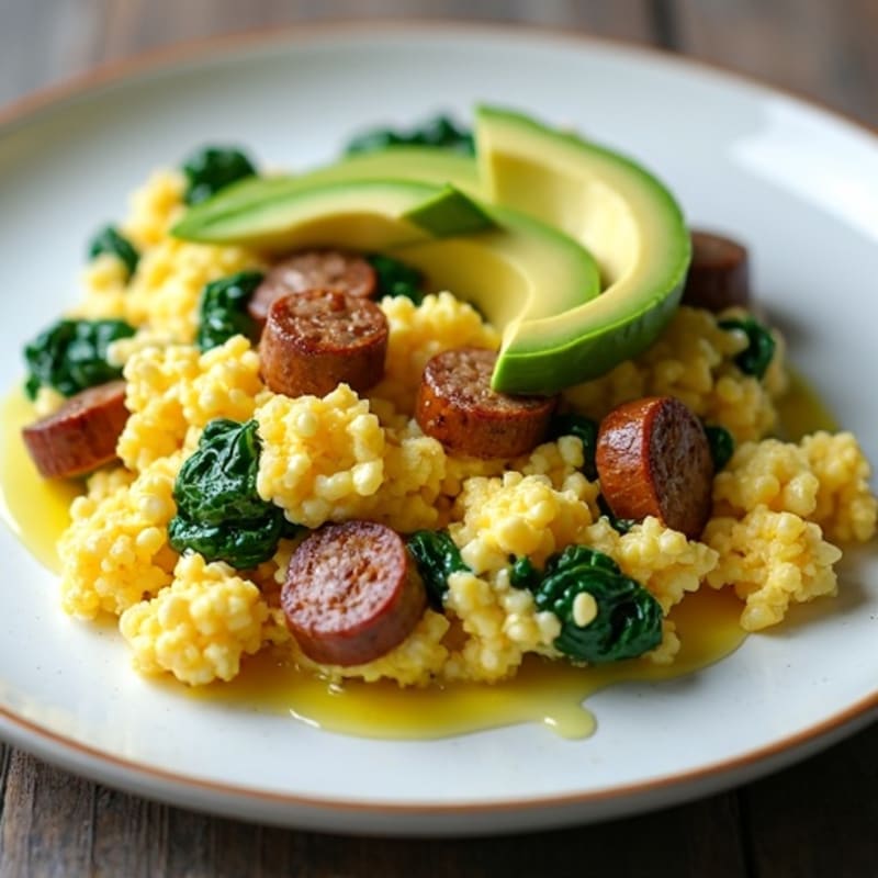 Egg White Scramble with Spinach and Turkey Sausage