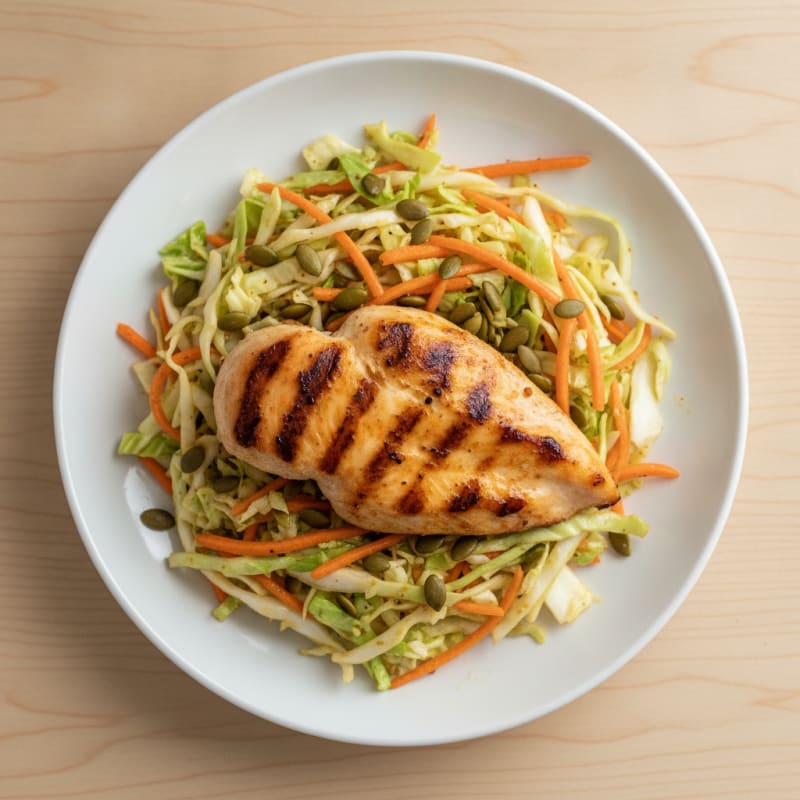 Grilled Chicken Breast with Crunchy Cabbage Slaw