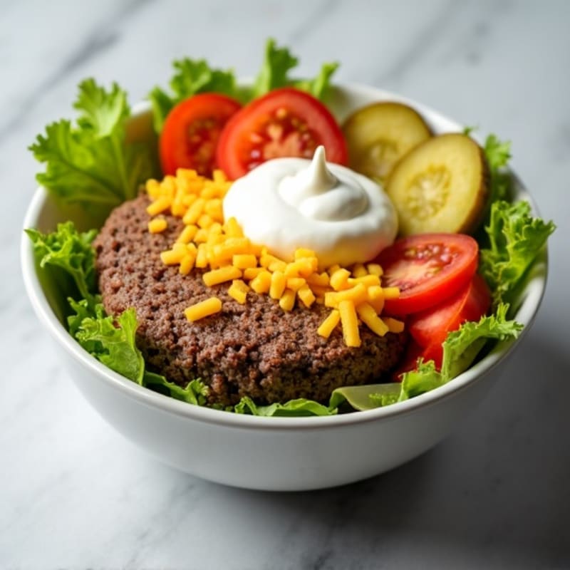 Lean Ground Beef Cheeseburger Bowl with Tangy Special Sauce