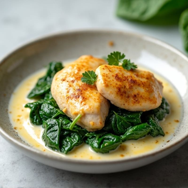 Creamy Coconut Chicken with Wilted Spinach