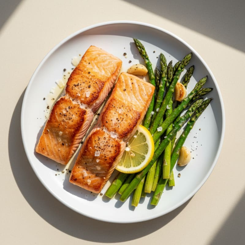 Pan-Seared Salmon with Roasted Asparagus