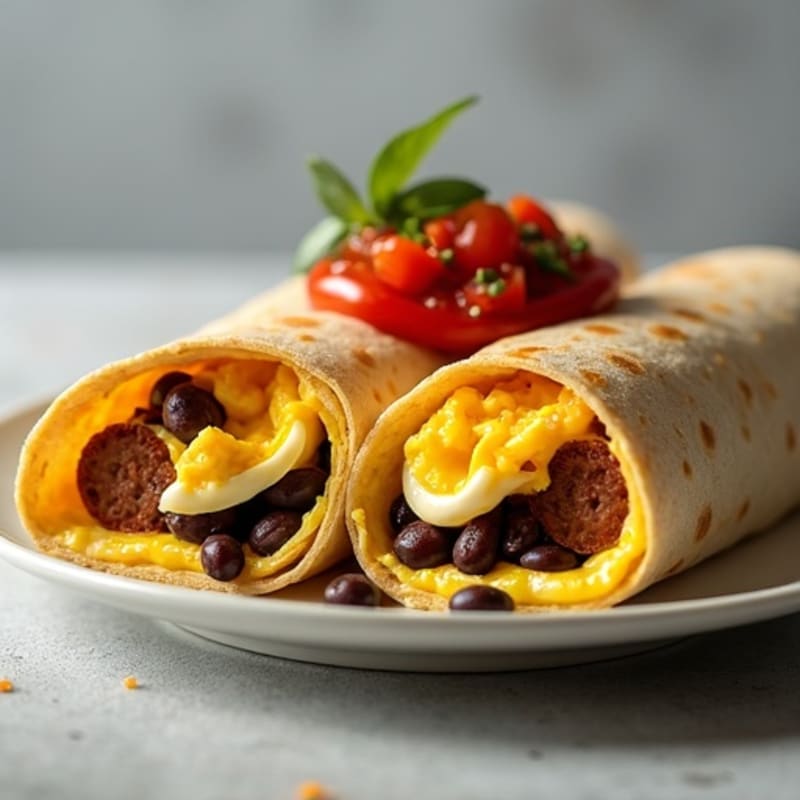 Hearty Scrambled Egg and Black Bean Burrito