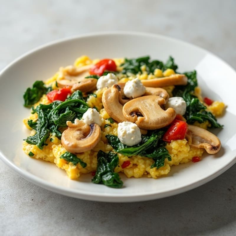 Protein-Packed Spinach and Mushroom Egg White Scramble