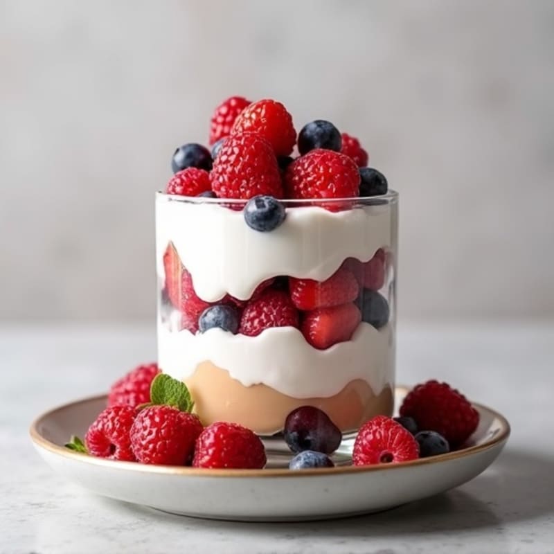 Greek Yogurt Protein Parfait with Mixed Berries and Almond Butter