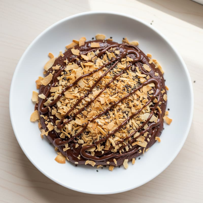 Silky Chocolate Protein Pudding with Toasted Coconut