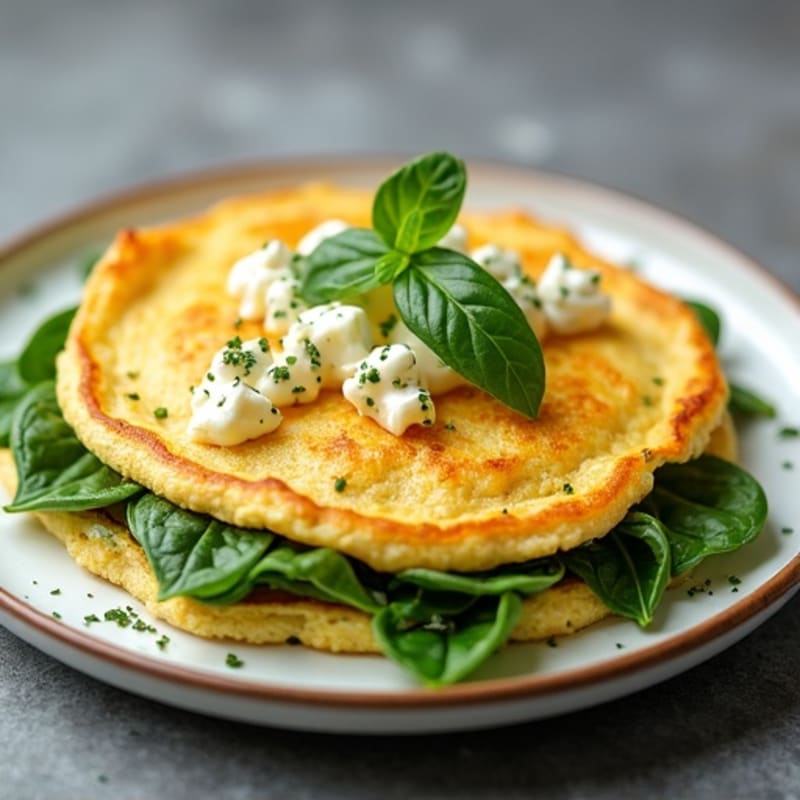 Fluffy Omelet with Fresh Herbs and Spinach