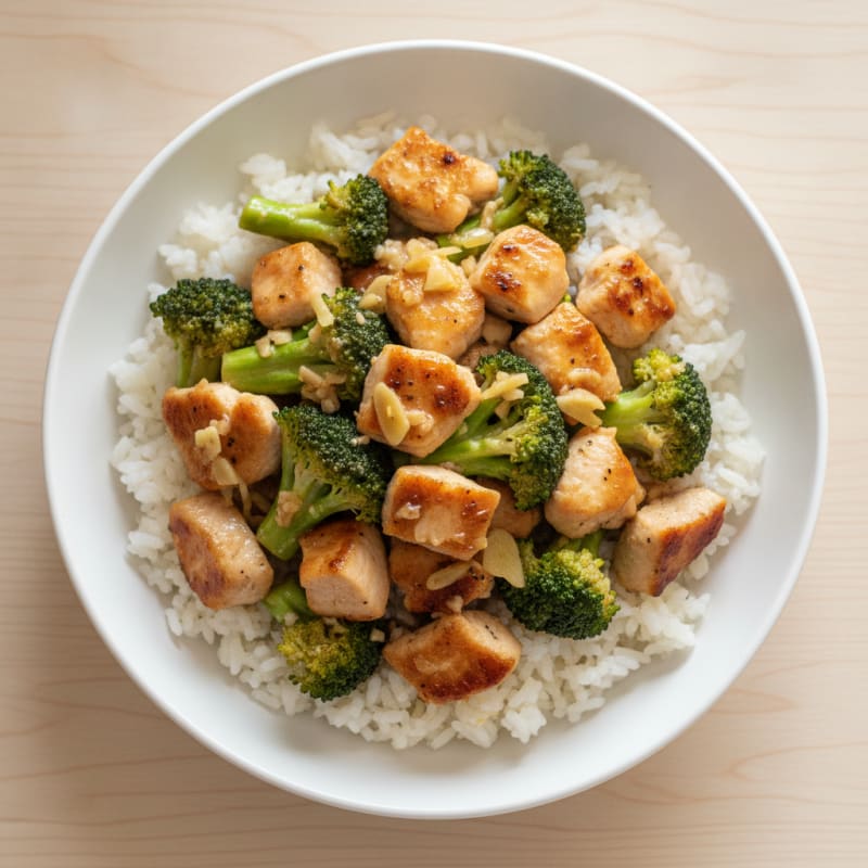 Ginger-Garlic Chicken and Broccoli Rice Bowl