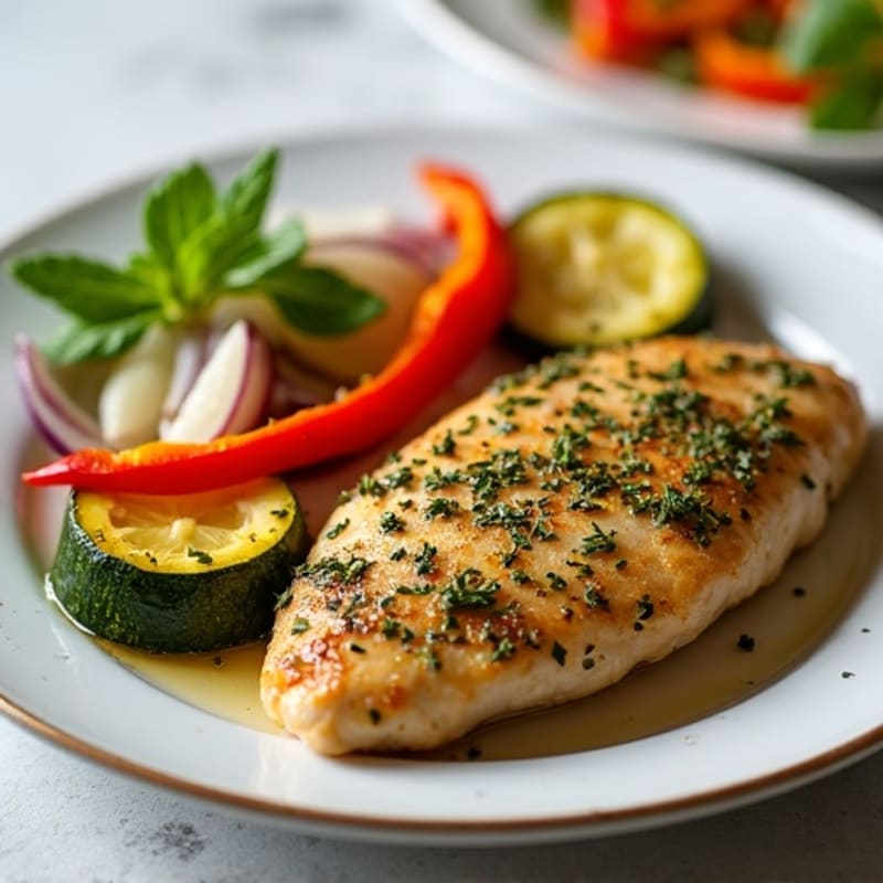 Herb-Crusted Pan Seared Chicken with Roasted Vegetables