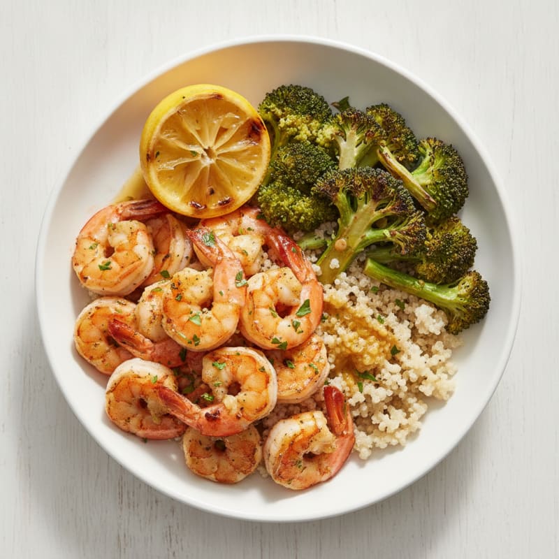 Grilled Shrimp and Quinoa Bowl with Roasted Broccoli