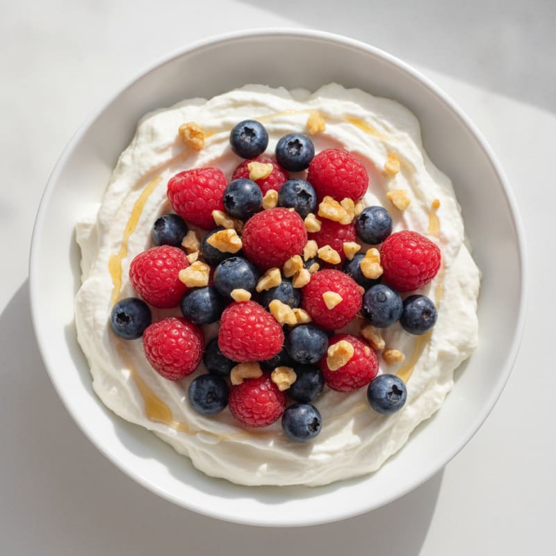 Silky Greek Yogurt Protein Mousse with Mixed Berries