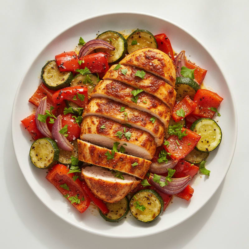 Spicy Harissa Chicken with Roasted Vegetables