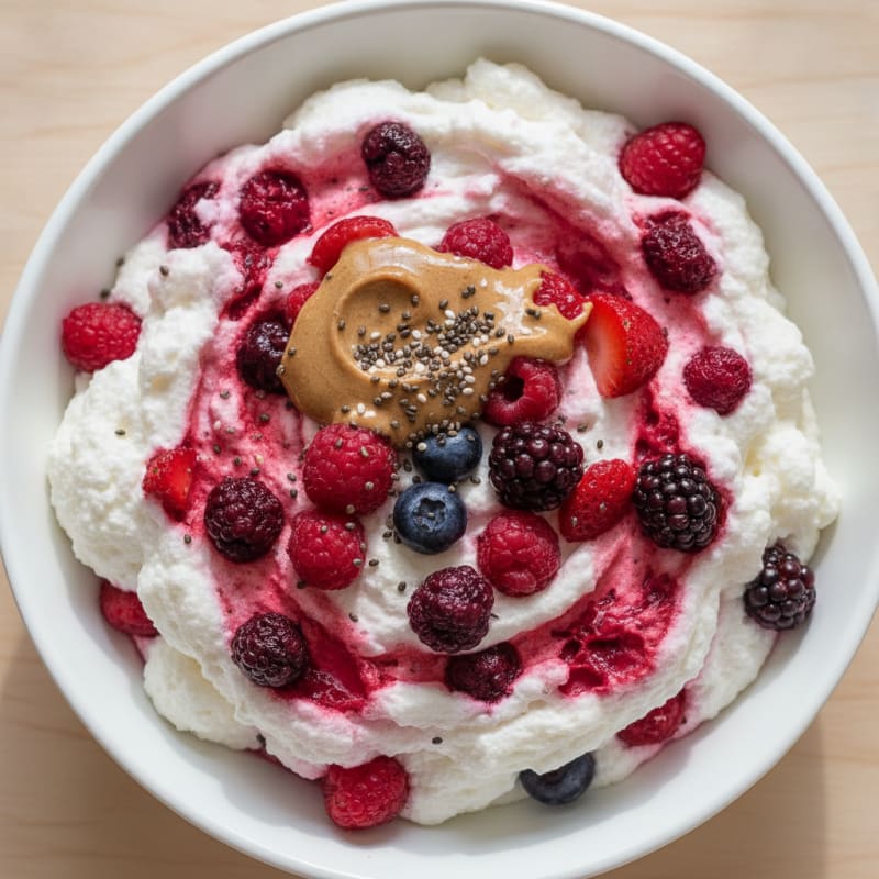 Greek Yogurt Protein Mousse with Mixed Berries