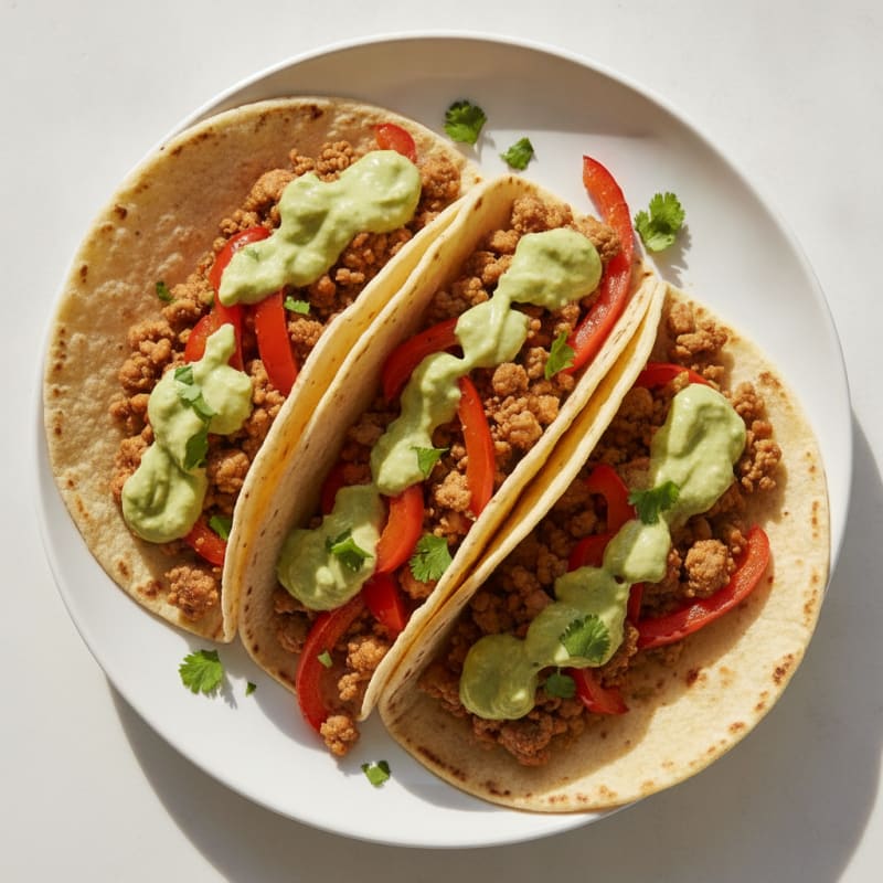 Ground Turkey Tacos with Avocado Crema