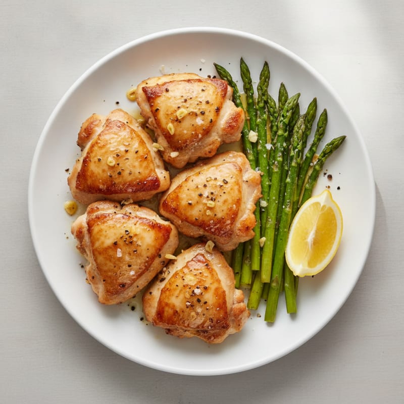 Pan-Seared Chicken Thighs with Roasted Asparagus